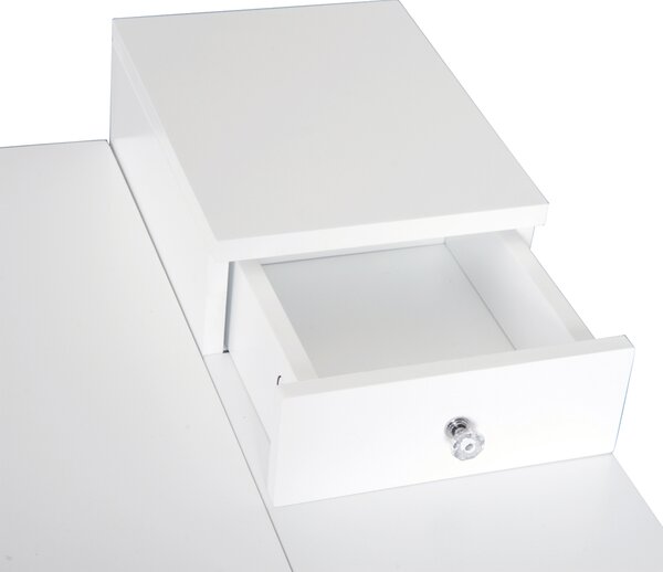HOMCOM Camerino Design scandinavo Tavola da Trucco Multi-rangements Miroir Pieghevole 60L x 50l x 86H cm pino e MDF Bianco