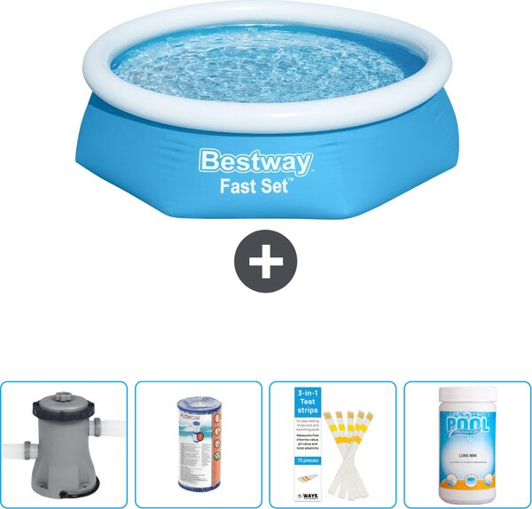 Piscina gonfiabile rotonda Bestway Fast-Set - 244 x 61 cm - blu - inclusa pompa - filtro - strisce reattive - cloro