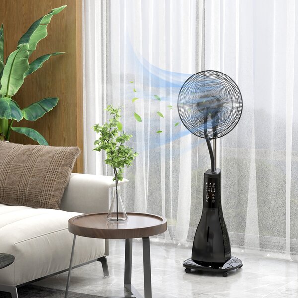 HOMCOM Ventilatore Nebulizzatore con Serbatoio 3L, 3 Modalità e 3 Velocità, 44.5x38.5x120 cm, Nero | Aosom Italy