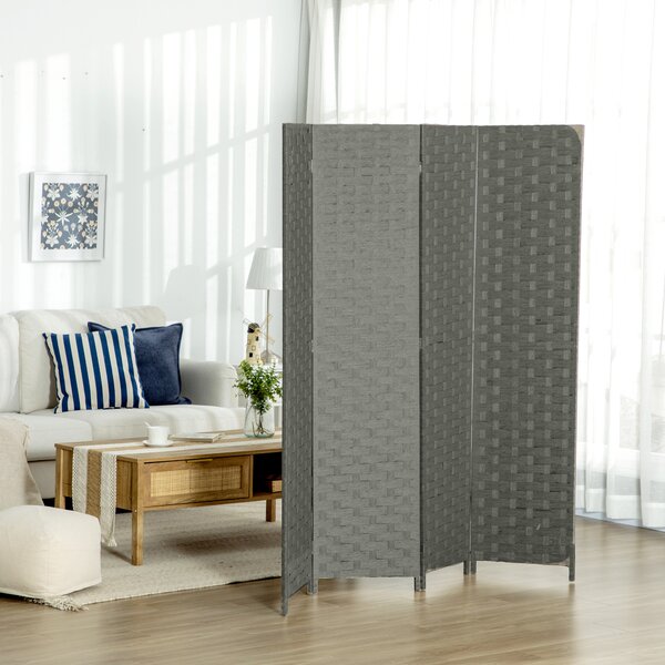 HOMCOM Paravent interno in legno a 4 pannelli separatore di ambienti separè, dim. 159,5L x 169,5H x 1,6P cm