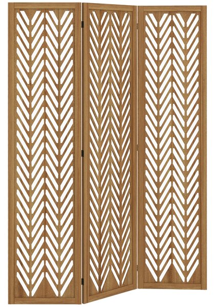 HOMCOM Paravent in legno traforato separatore di ambienti schermo interno pieghevole 3 pannelli in legno 120 x 170 cm naturale