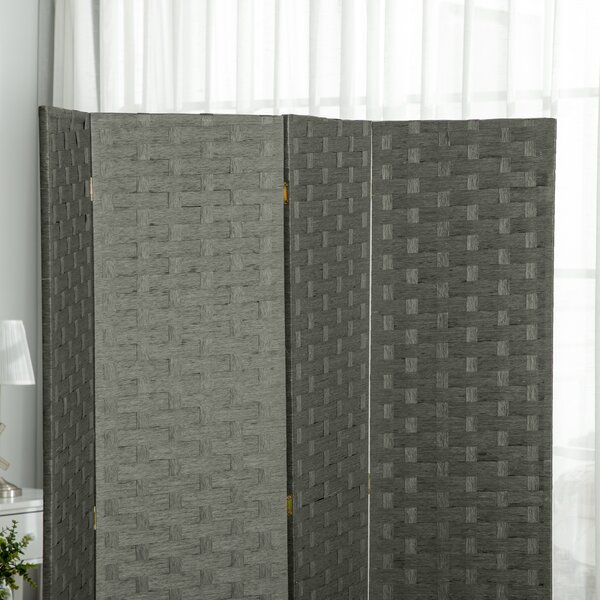 HOMCOM Paravent interno in legno a 4 pannelli separatore di ambienti separè, dim. 159,5L x 169,5H x 1,6P cm