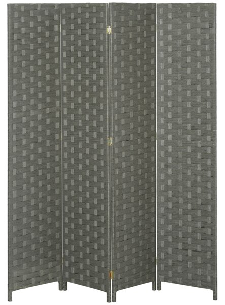 HOMCOM Paravent interno in legno a 4 pannelli separatore di ambienti separè, dim. 159,5L x 169,5H x 1,6P cm