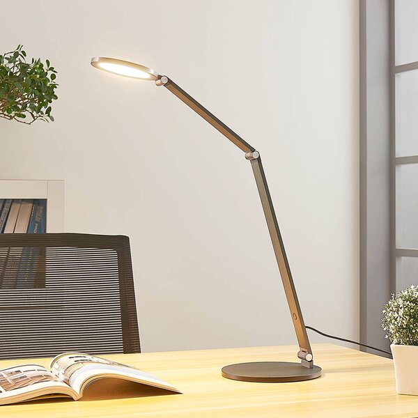 Lampada da scrivania Mion Lucande, dimmerabile, Alluminio / Grigio / Zincato, Studio / Ufficio, Alluminio, Moderno, Lampada da tavolo LED