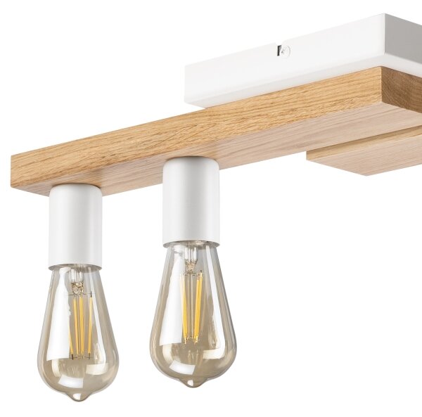Lampadario a plafone MATTE 4xE27/15W/230V bianco/quercia