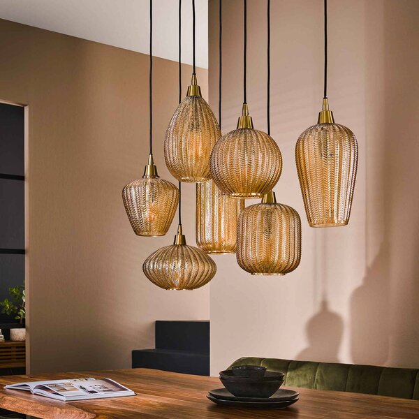 ZIJLSTRA Lampada a sospensione in vetro Pattern, dimmerabile, Soggiorno / Sala da pranzo, Vetro, Lampada a sospensione