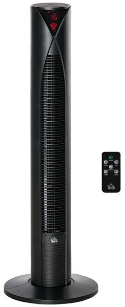 HOMCOM Ventilatore a Colonna silenzioso oscillazione 70° timer 12h 4 modalità 3 velocità 45W 31,5 x 31,5 x 96 cm nero