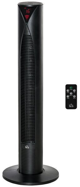 HOMCOM Ventilatore a Colonna silenzioso oscillazione 70° timer 12h 4 modalità 3 velocità 45W 31,5 x 31,5 x 96 cm nero