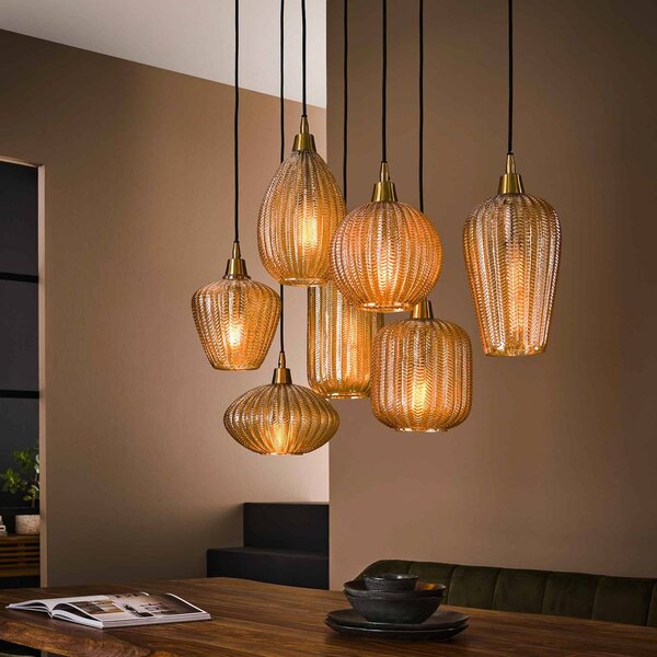 ZIJLSTRA Lampada a sospensione in vetro Pattern, dimmerabile, Soggiorno / Sala da pranzo, Vetro, Lampada a sospensione