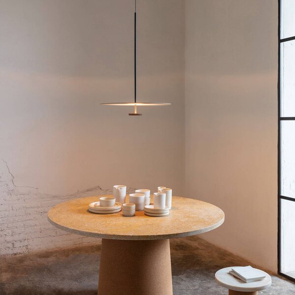 Vibia Lampada a sospensione Flat, dimmerabile, Alluminio / Grigio / Zincato, Soggiorno / Sala da pranzo, Metallo, Moderno, Lampada a sospensione