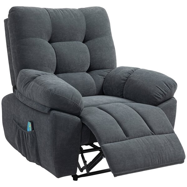 HOMCOM Poltrona massaggiante poltrona relax elettrica con funzione reclinabile vibrazione riscaldamento, telecomando incluso, grigio