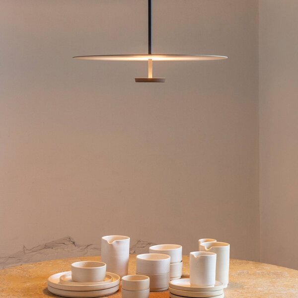 Vibia Lampada a sospensione Flat, dimmerabile, Alluminio / Grigio / Zincato, Soggiorno / Sala da pranzo, Metallo, Moderno, Lampada a sospensione