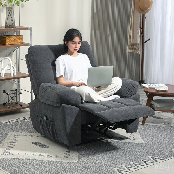 HOMCOM Poltrona massaggiante poltrona relax elettrica con funzione reclinabile vibrazione riscaldamento, telecomando incluso, grigio