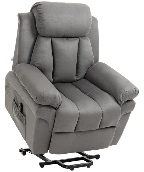 HOMCOM Poltrona Relax elettrica Poltrona releveur inclinabile con Poggiapiedi Regolabile grigio