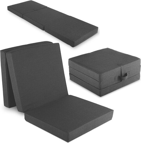 Materasso pieghevole CloudComfort Premium 70 x 195 cm nero, alto 10 cm e rivestito in tessuto da rivestimento