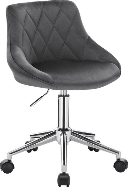 Sedia da ufficio - Grigio scuro - Ergonomica - Velluto - Su rotelle - Regolabile in altezza