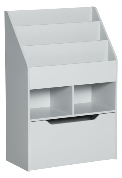 HOMCOM Libreria Etagère Multi-Rangement 3 scaffali 2 nicchie Grande cassetto in legno Grigio