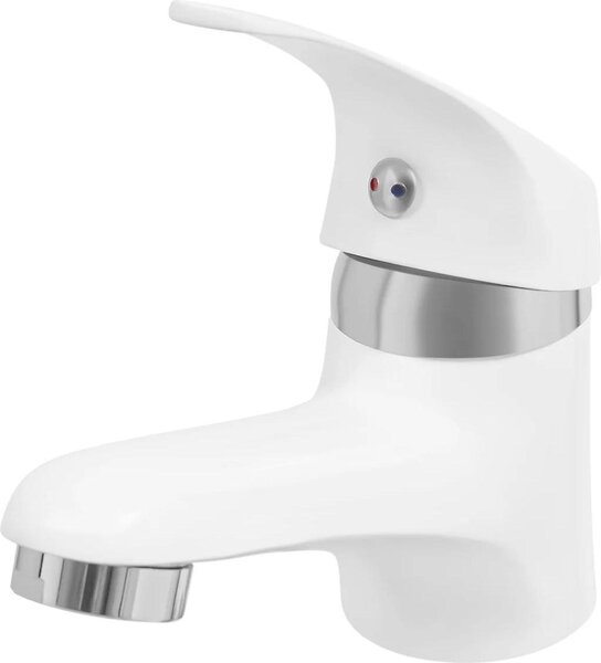 Rubinetto per lavabo - Miscelatore - Monocomando - Acqua calda e fredda - Montaggio a vista - Ottone - Cartuccia Vetroceramica - Bianco