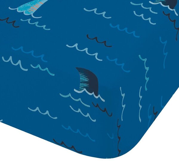 Lenzuolo con angoli per bambini blu per letto singolo 90x190 cm Jawsome Shark – Catherine Lansfield