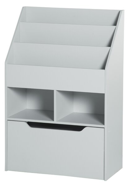 HOMCOM Libreria Etagère Multi-Rangement 3 scaffali 2 nicchie Grande cassetto in legno Grigio