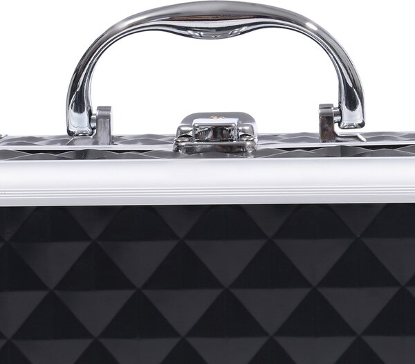 HOMCOM Valigia per il trucco stoccaggio a 3 livelli con specchio bloccabile con 2 chiavi dim. 20L x 15l x 15H cm nero