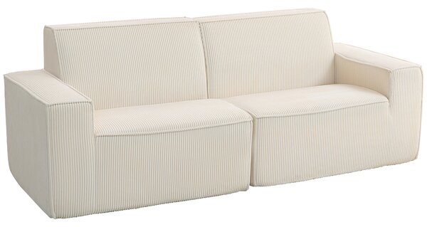 HOMCOM Divano 3 posti in velluto a coste 230 cm, moderno divano, nessun montaggio necessario, beige | Aosom Italy