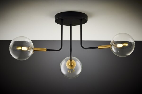 Jupiter 2039 - Lampadario a sospensione con supporto rigido BURANO 3xG9/10W/230V nero/oro/limpido