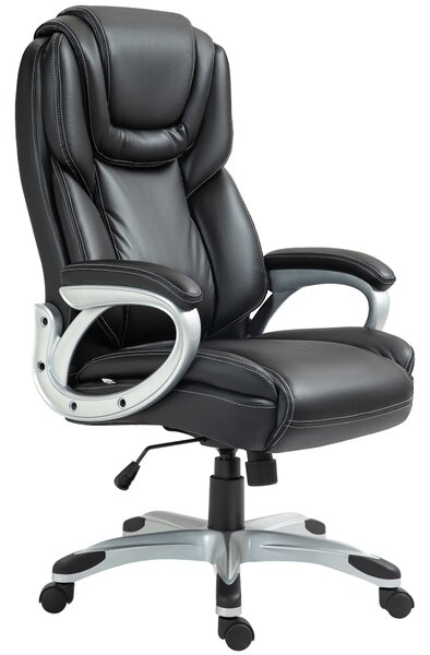 HOMCOM Sedia da ufficio poltrona da ufficio con funzione basculante ruote girevoli 360° 66 x 75,5 x 115,5-124,5 cm nero | Aosom Italy