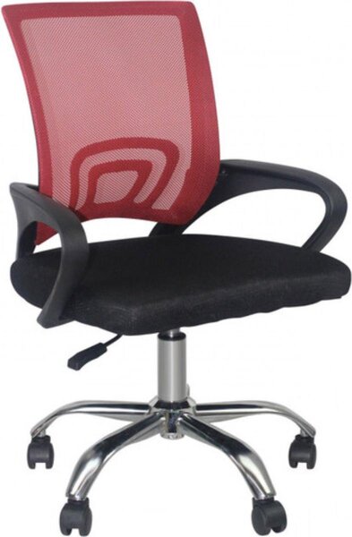 Sedia da ufficio ergonomica - Con rotelle - Traspirante - Per adulti - Nero/rosso - Regolabile in altezza