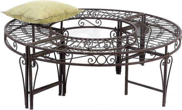 DanDiBo panca rotonda in metallo resistente alle intemperie marrone Ø 135 cm panca per albero 96188 panca da giardino panca da parco panca seduta