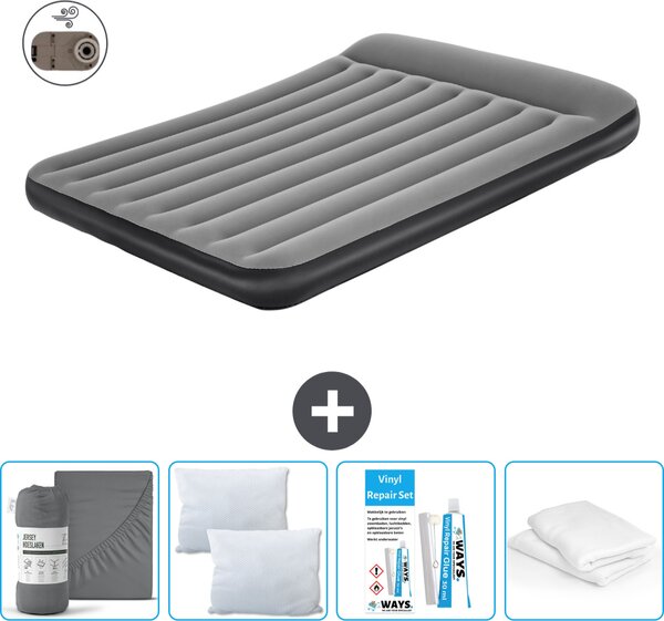 Materasso gonfiabile Bestway - 2 persone - 152 x 203 x 30 cm - Grigio - Accessori inclusi