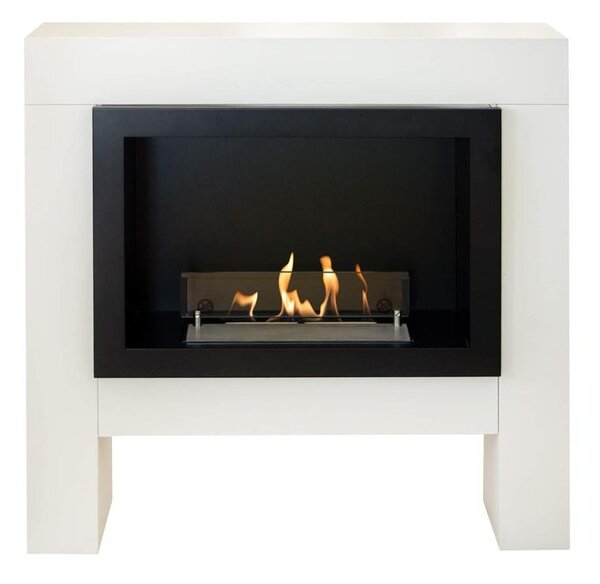 Caminetto a etanolo Xaralyn - Bolea BW - legno bianco - riscaldamento a 1,5 kW - caminetto da incasso incluso - fiamme reali