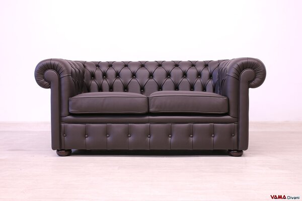 Divano Chesterfield 2 Posti Marrone Cioccolato