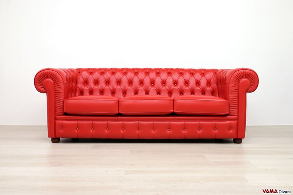 Divano Chesterfield 3 posti rosso