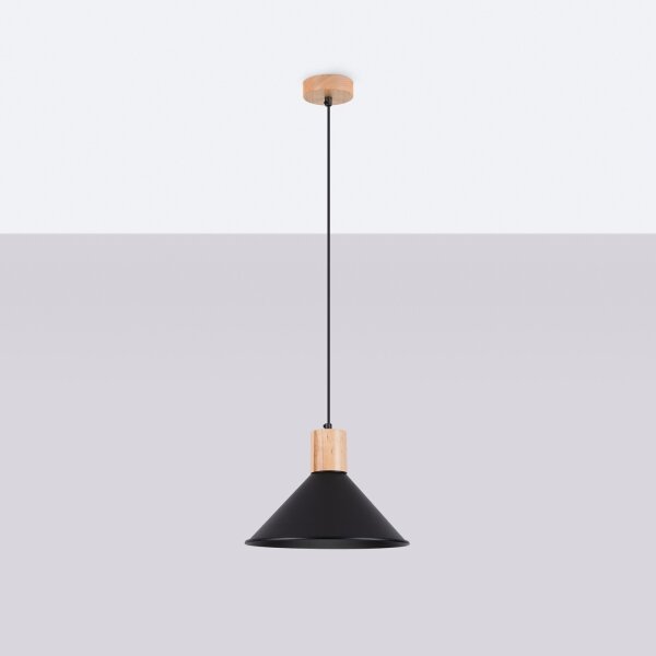 Sollux SL.1320 - Lampadario a sospensione con filo JAGA 1xE27/15W/230V diametro 30 cm nero