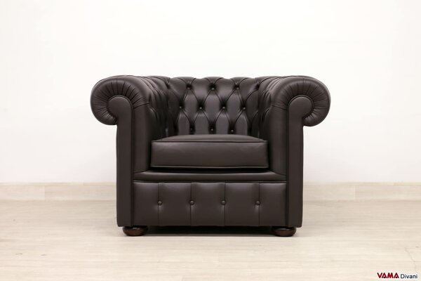 Poltrona Chesterfield Marrone Testa di Moro