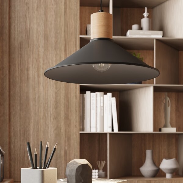 Sollux SL.1320 - Lampadario a sospensione con filo JAGA 1xE27/15W/230V diametro 30 cm nero