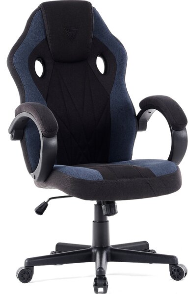 SENSE7 Prism Gaming Chair Tessuto Nero-Blu - Sedia da ufficio ergonomica Sedia da scrivania per PC Sedia da gaming Funzione oscillante Sedia da gamer 120 kg