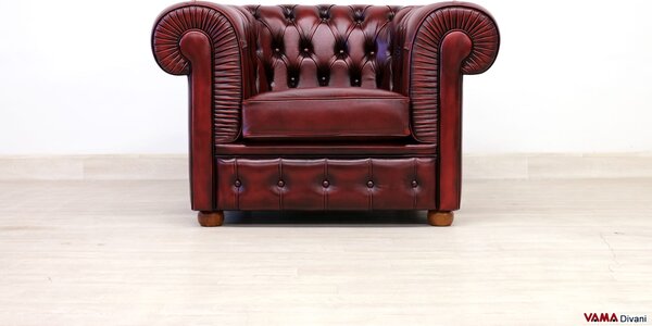 Poltrona Chester rossa in pelle