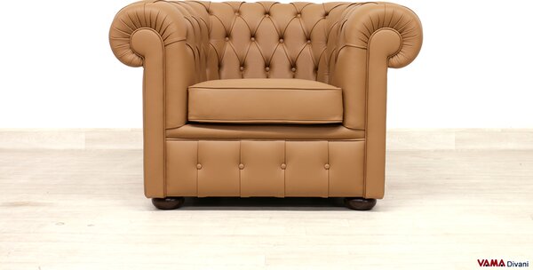 Poltrona Chesterfield Marrone Caramello