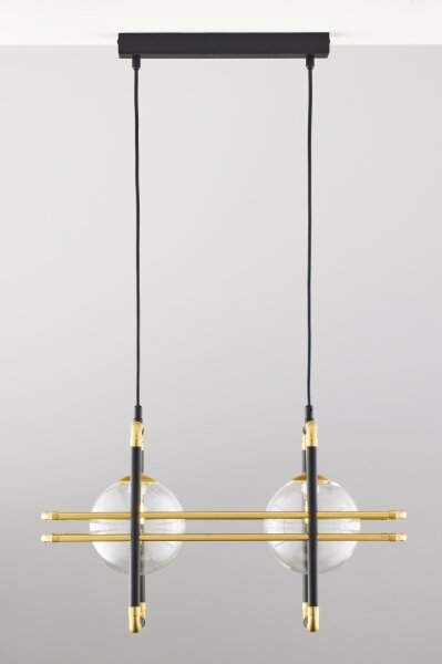 Jupiter 2029 - Lampadario a sospensione con filo FIORI 2xG9/10W/230V nero/oro/limpido