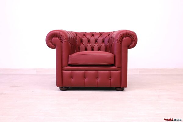 Poltrona Chesterfield colore Rosso Bordeaux