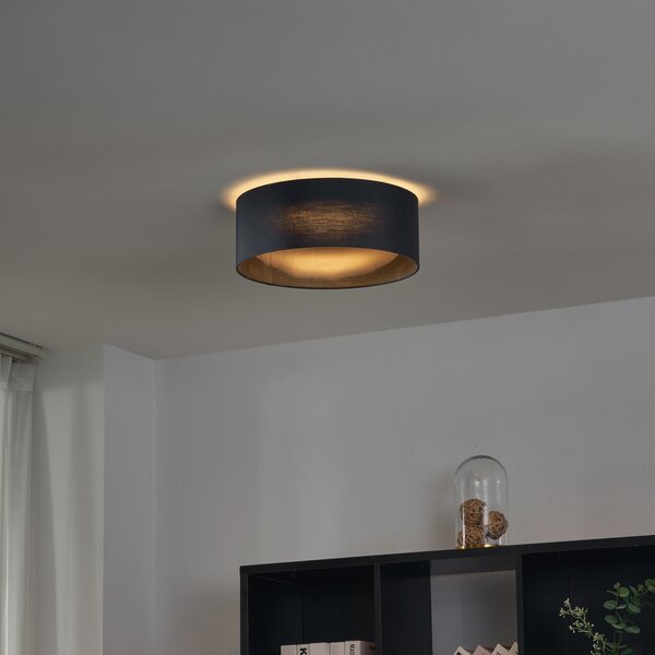Plafoniera moderna nera trasparente 40cm incl. LED dimmerabile a 3 livelli - Sue