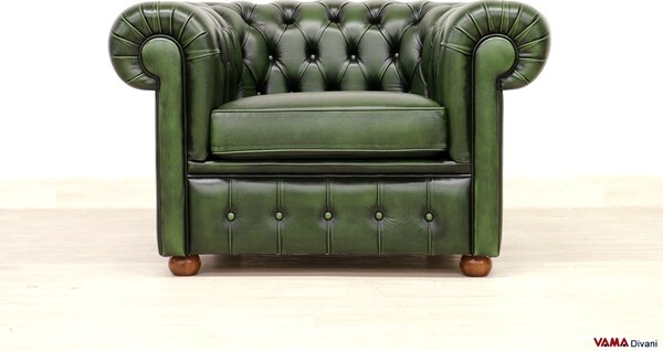 Poltrona Chesterfield Capitonné Verde Inglese