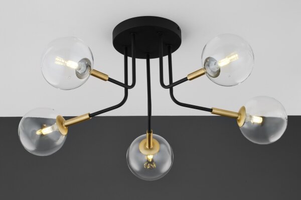 Jupiter 2040 - Lampadario a sospensione con supporto rigido BURANO 5xG9/10W/230V nero/oro/limpido