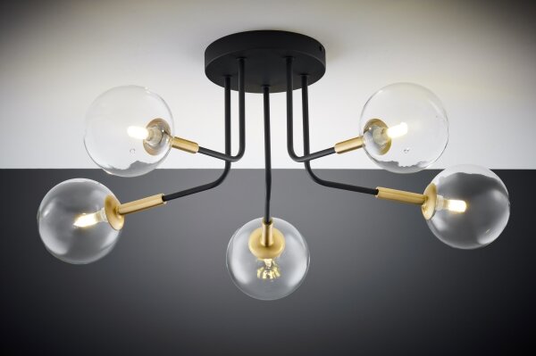 Jupiter 2040 - Lampadario a sospensione con supporto rigido BURANO 5xG9/10W/230V nero/oro/limpido