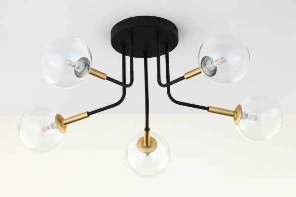 Jupiter 2040 - Lampadario a sospensione con supporto rigido BURANO 5xG9/10W/230V nero/oro/limpido