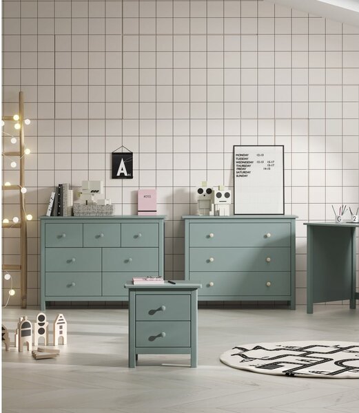 Comodino per bambini in legno di pino color petrolio Max - Marckeric