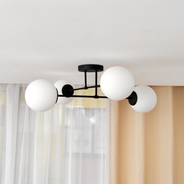 Lampadario a plafone MOON 4xE27/15W/230V nero