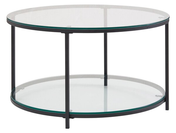 Tavolino 80x80x45 cm vetro / metallo tavolo da soggiorno rotondo moderno | Wohnling